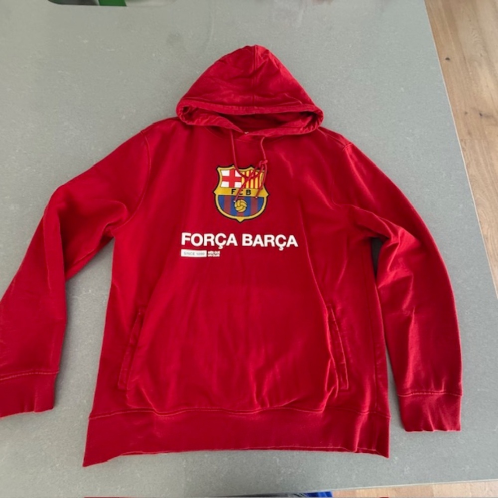 Men's FC Barcelona Soccer Football Red Officially Licenses Hooded Sweatshirt XXL